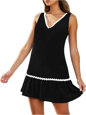 Sundresses for Women 2025 Mini Beach Dress Casual Summer Dresses Sexy Sleeveless Dresses Short Ruffle Hawaiian Dress