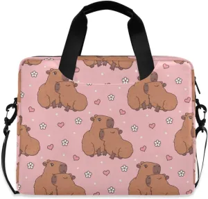 susiyo Cute Hugging Capybaras in Love Laptop Bag 15.6 Inch Laptop Bag with Shoulder Strap Briefcase for Work College Back to School
