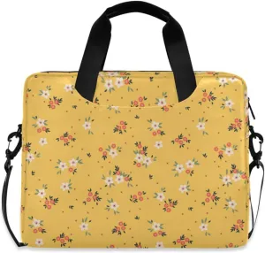 susiyo Ditsy Flowers on Yellow Laptop Bag 15.6 Inch Laptop Bag with Shoulder Strap Briefcase for Work College Back to School