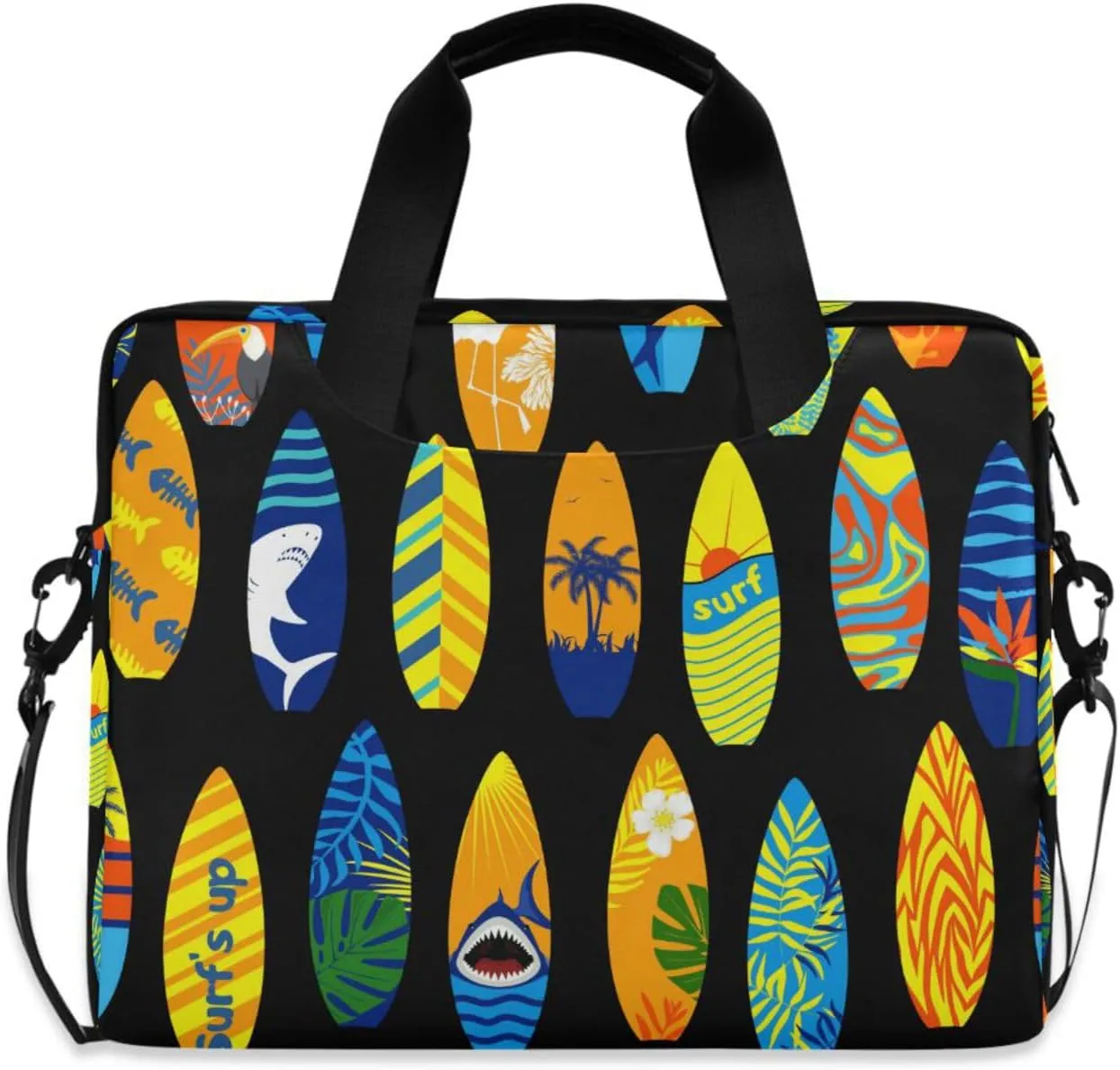 susiyo Surfboards Pattern Summer Laptop Bag 15.6 Inch Laptop Bag with Shoulder Strap Briefcase for Work College Back to School