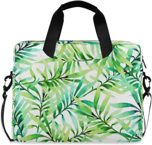 susiyo Tropical Leaves Palm Tree Laptop Bag 15.6 Inch Laptop Bag with Shoulder Strap Briefcase for Work College Back to School