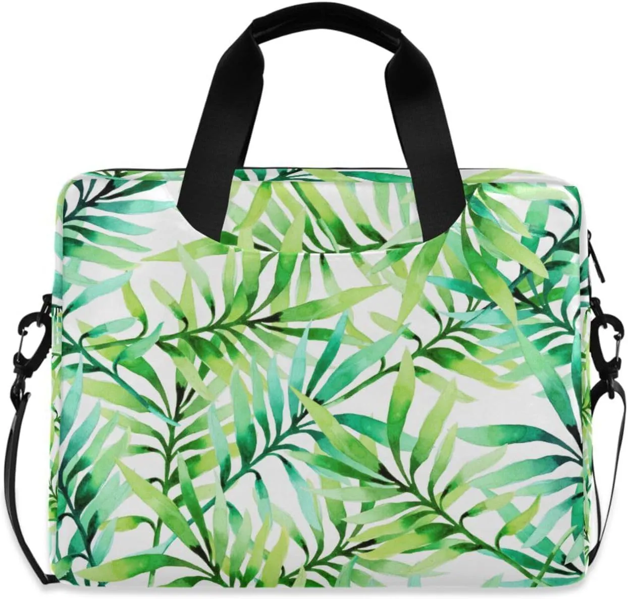 susiyo Tropical Leaves Palm Tree Laptop Bag 15.6 Inch Laptop Bag with Shoulder Strap Briefcase for Work College Back to School