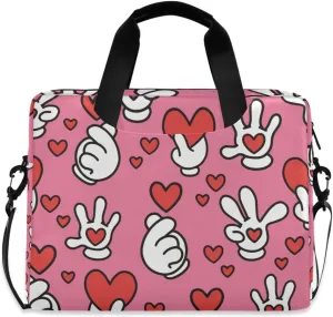 susiyo Valentine Love Gestures and Hearts Laptop Bag 15.6 Inch Laptop Bag with Shoulder Strap Briefcase for Work College Back to School