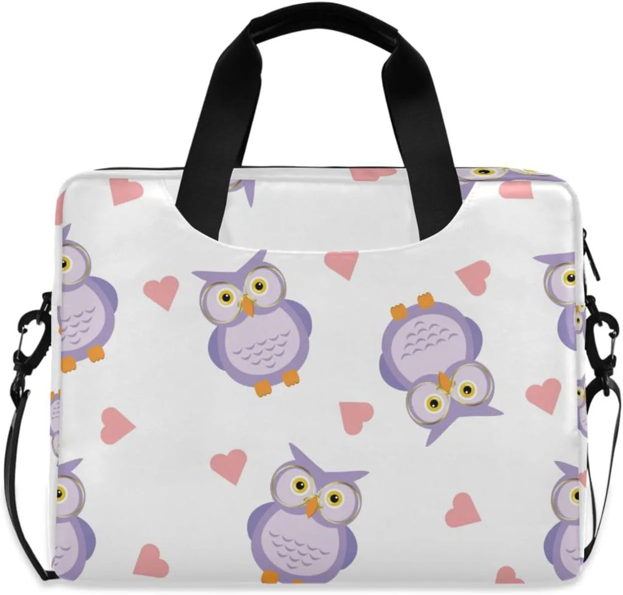 susiyo Valentines Day Purple Owl Love Laptop Bag 15.6 Inch Laptop Bag with Shoulder Strap Briefcase for Work College Back to School