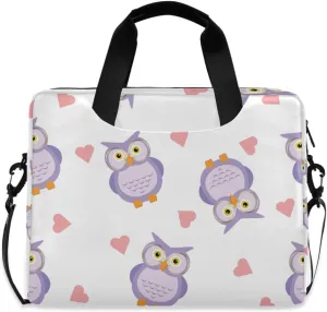 susiyo Valentines Day Purple Owl Love Laptop Bag 15.6 Inch Laptop Bag with Shoulder Strap Briefcase for Work College Back to School