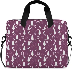 susiyo White Christmas Trees on Purple Laptop Bag 15.6 Inch Laptop Bag with Shoulder Strap Briefcase for Work College Back to School