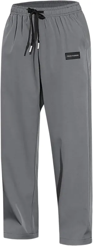 Sweatpants for Men Baggy Elastic Waist Drawstring Joggers Casual Relaxed Fit Lightweight Straight Chino Pants with Pockets