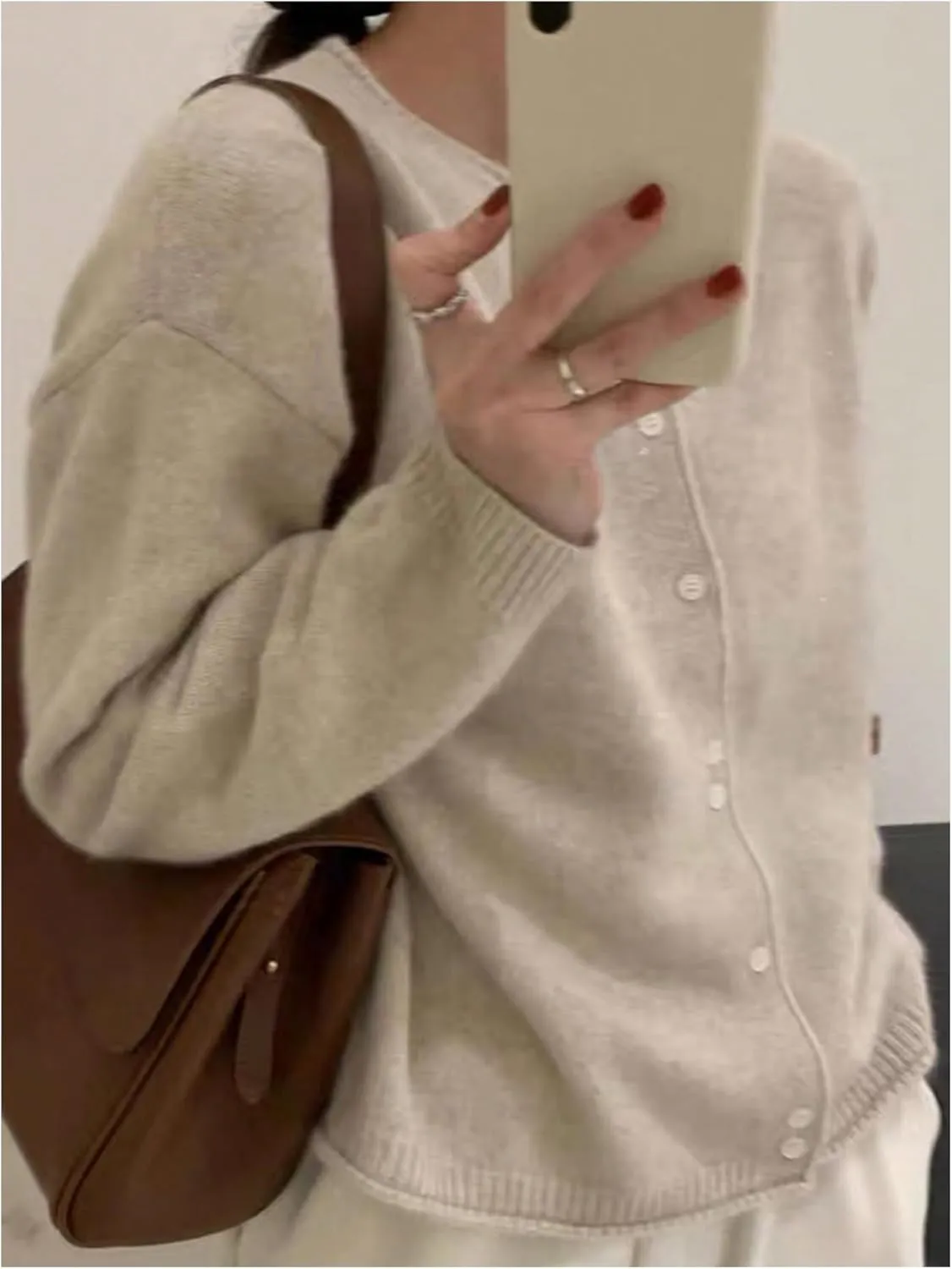 SweatyRocks Women's Light Weight Cardigan Round Neck Long Sleeve Button Down Sweaters Knitwear