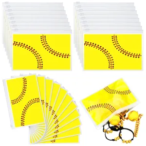 Sweetude 50 Pcs Softball Makeup Bag Bulk EVA Waterproof Sport Cosmetic Bags Softball Gifts Softball Party Favors Portable Toiletry Zippers Travel Pouch for Girls Women Players Team, Yellow
