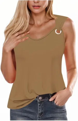 Tank Top for Women 2025 Dressy Casual Summer V Neck Sleeveless Camisole Ring Straps Loose Fit Workout Basic Shirts