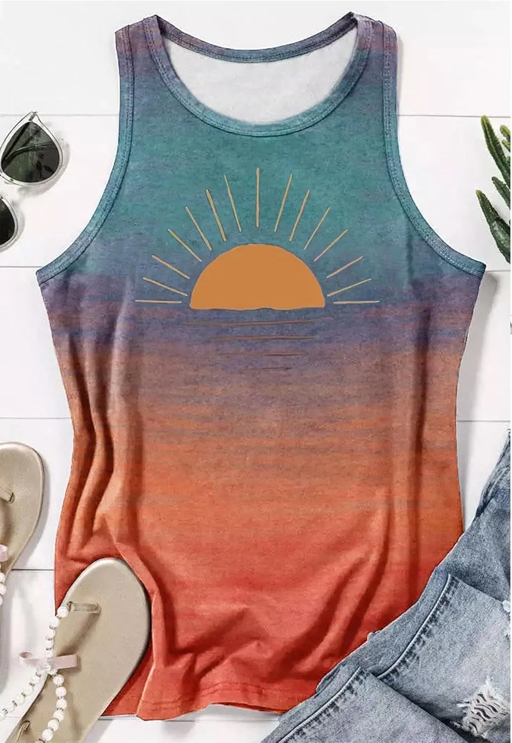 Tank Tops for Women 2025 Summer Basic Gym Racerback Tops Beach Vacation Graphic Tee Shirts Yoga Workout Camisole Outfits