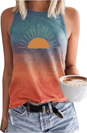 Tank Tops for Women 2025 Summer Basic Gym Racerback Tops Beach Vacation Graphic Tee Shirts Yoga Workout Camisole Outfits