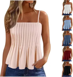 Tank Tops for Women Pleated Spaghetti Strap Camisole Loose Fit Casual Sleeveless Flowy Crop Tops Sexy Y2K Outfit 2025