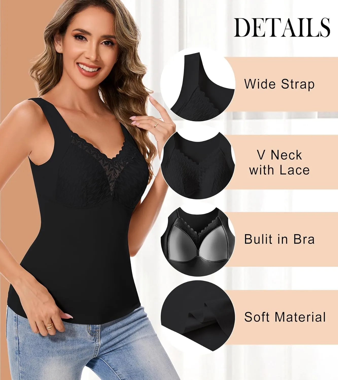 Tank Tops for Women, Underwear Sleeveless Camisole Tops Base Layer