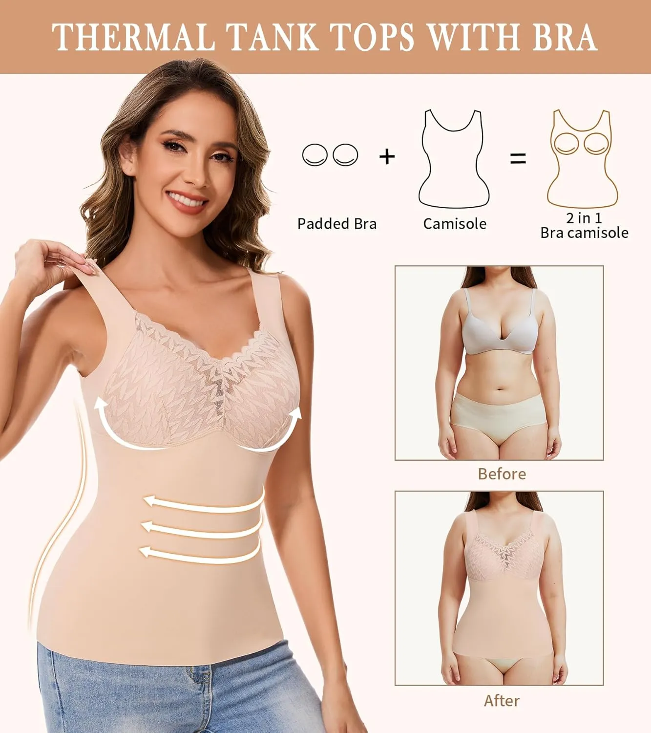 Tank Tops for Women, Underwear Sleeveless Camisole Tops Base Layer