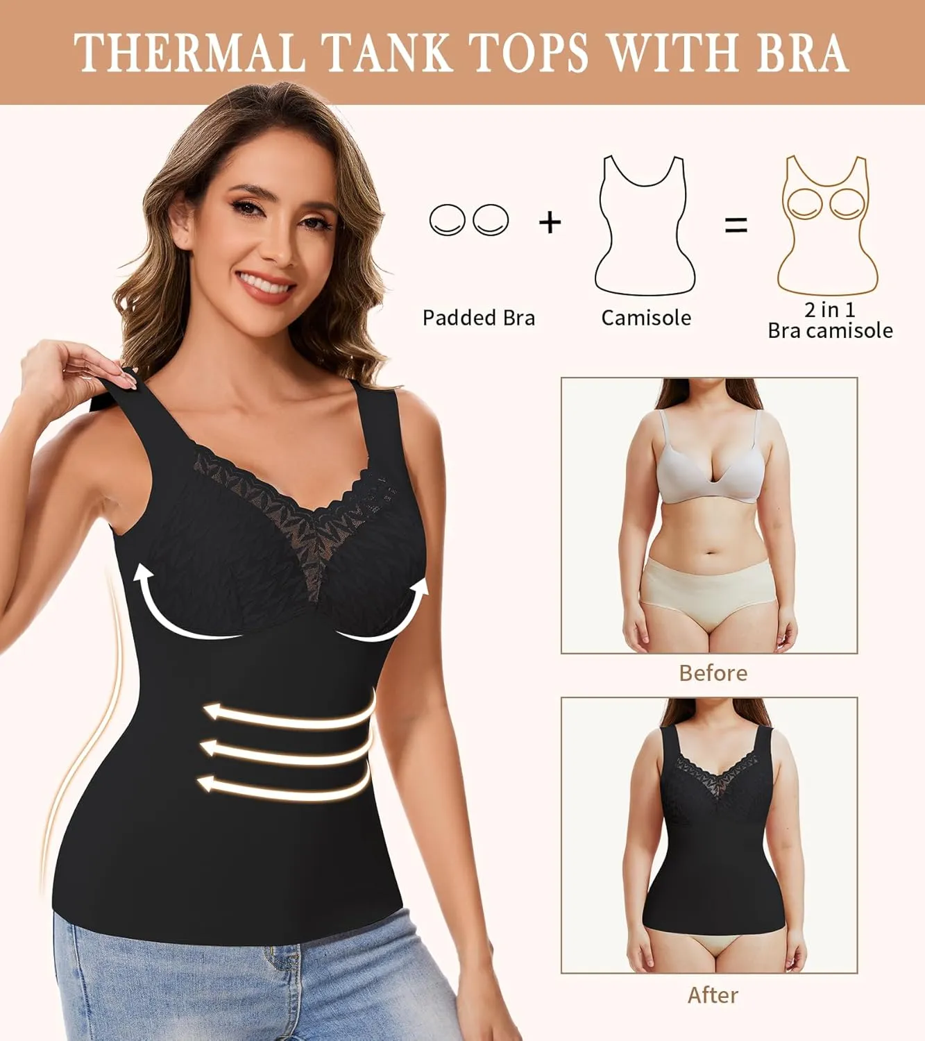 Tank Tops for Women, Underwear Sleeveless Camisole Tops Base Layer