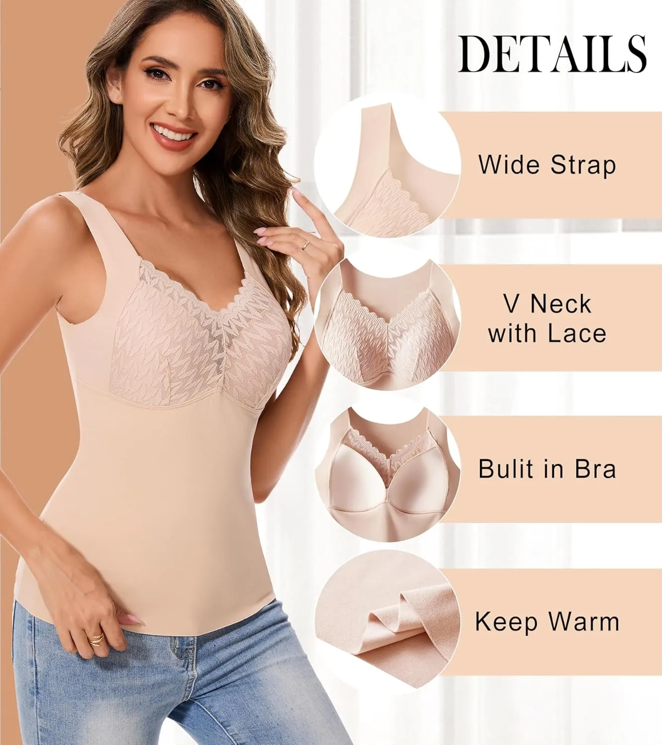 Tank Tops for Women, Underwear Sleeveless Camisole Tops Base Layer