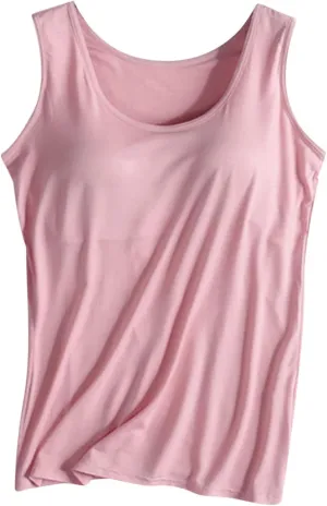Tank Tops with Built in Bra Women Modal Padded Yoga Camisole Shelf Bras Plus Size Basic Racerback Workout Undershirt