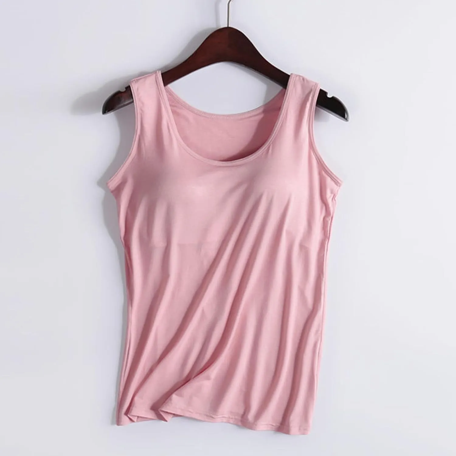 Tank Tops with Built in Bra Women Modal Padded Yoga Camisole Shelf Bras Plus Size Basic Racerback Workout Undershirt