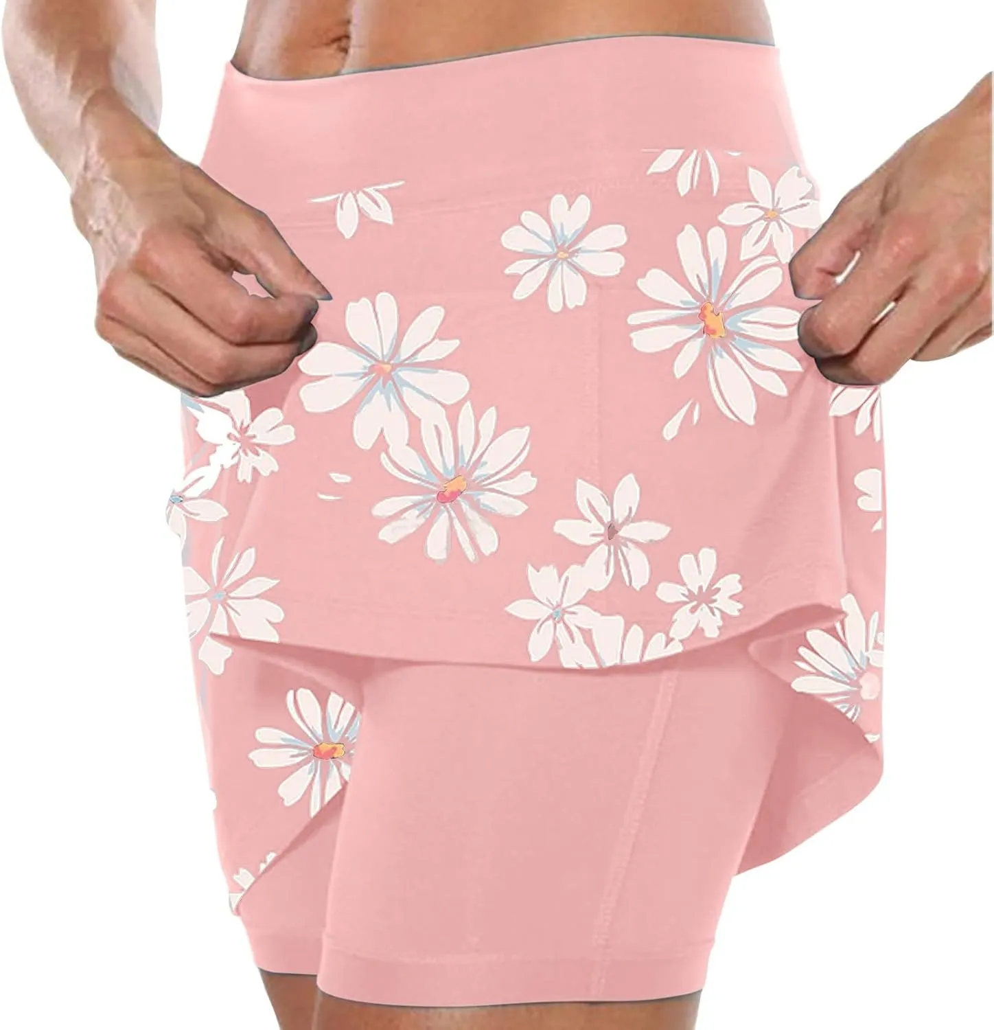 tennis skorts high waisted tummy control women shorts plus size athletic Elastic trendy cute skirts with pockets