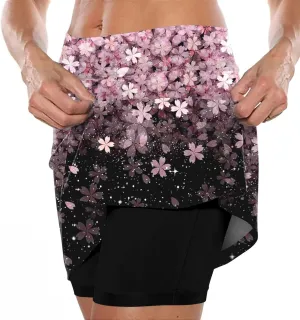 tennis skorts high waisted tummy control women shorts plus size athletic Elastic trendy cute skirts with pockets