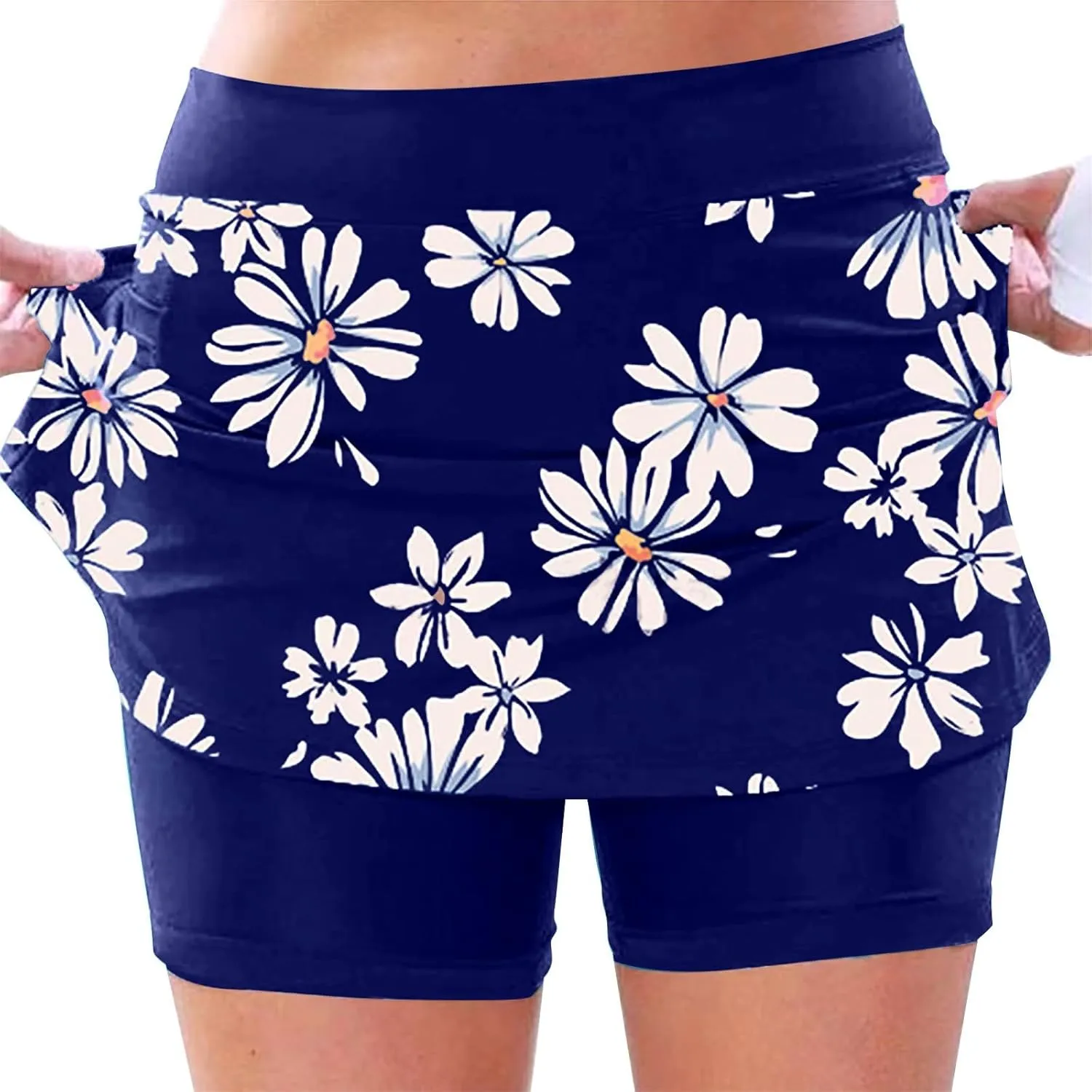 tennis skorts high waisted tummy control women shorts plus size athletic Elastic trendy cute skirts with pockets