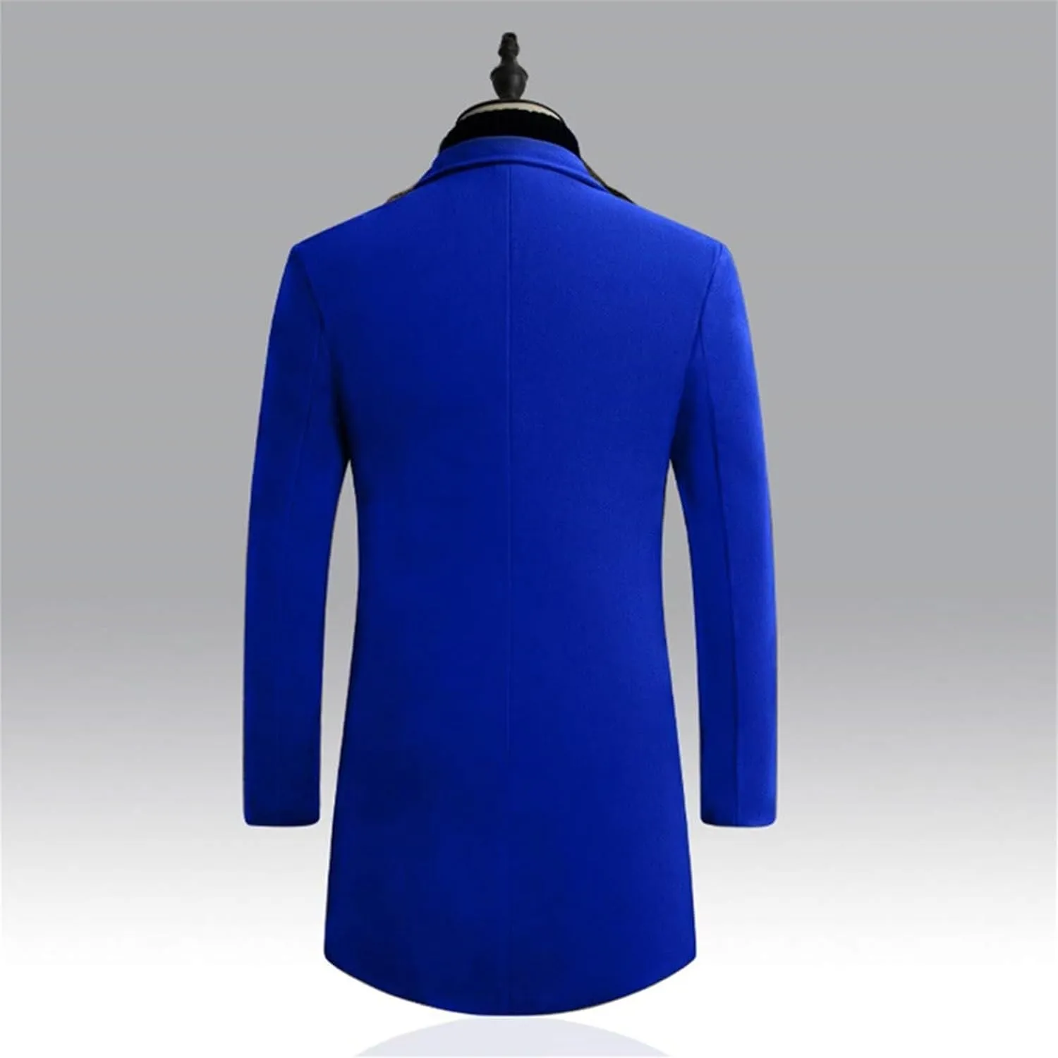 Thatrich Trench Coat Men Mid Length Peacoat Notched Lapel Single Breasted Outwear Winter Pea Coat Cozy Business Casual Jacket