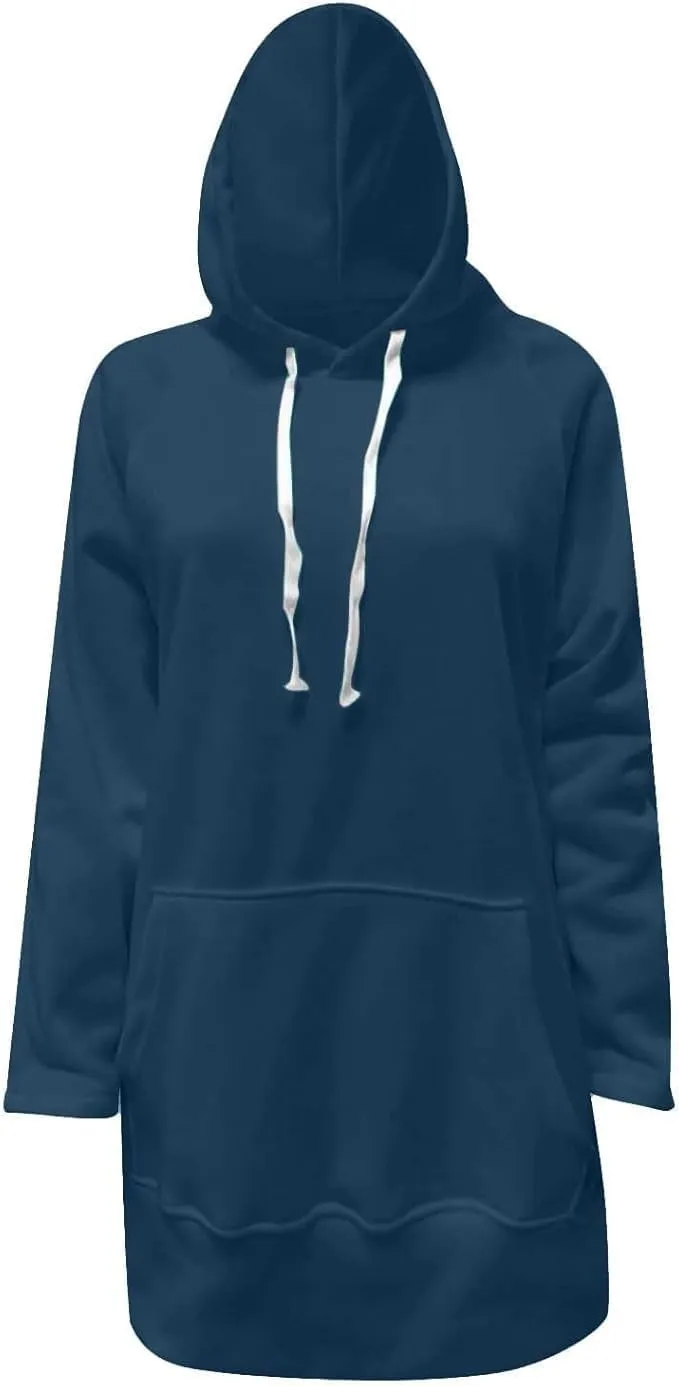 The Warmy Oversized Hoodie,Casual Oversized Hoodie Dress For Women Pullover Long Sweatshirt Split Hem With Pockets