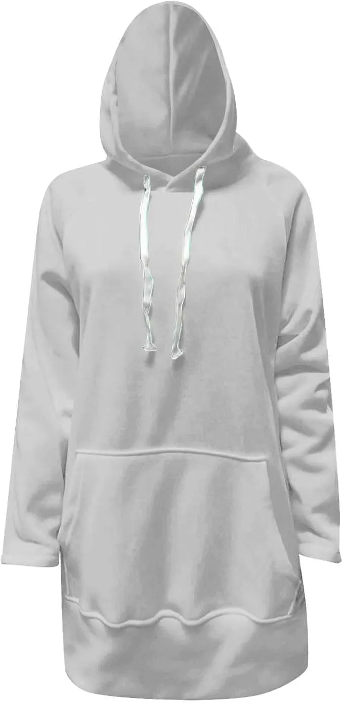 The Warmy Oversized Hoodie,Casual Oversized Hoodie Dress For Women Pullover Long Sweatshirt Split Hem With Pockets