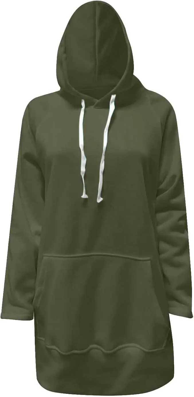 The Warmy Oversized Hoodie,Casual Oversized Hoodie Dress For Women Pullover Long Sweatshirt Split Hem With Pockets