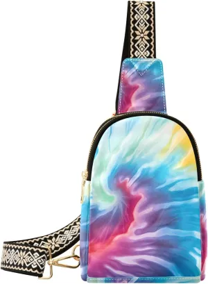 Tie Dye Rainbow Sling Bag for Women Fanny Packs for Women Small Leather Fanny Pack Crossbody Bags Fashion Waist Packs Chest Bag for Travel 21340668