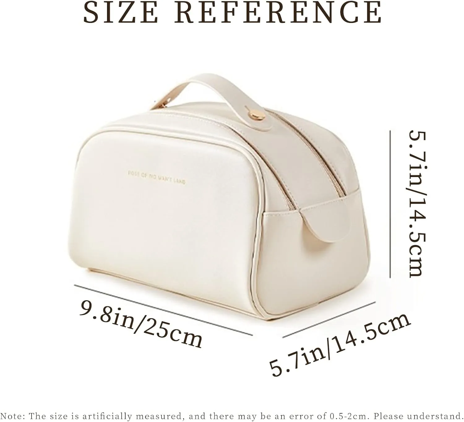 TLULY Pu Leather Portable Toiletry Bag Large Capacity Makeup Bag Designer Waterproof Storage Women Travel Cosmetic Bag (Color : Beige)