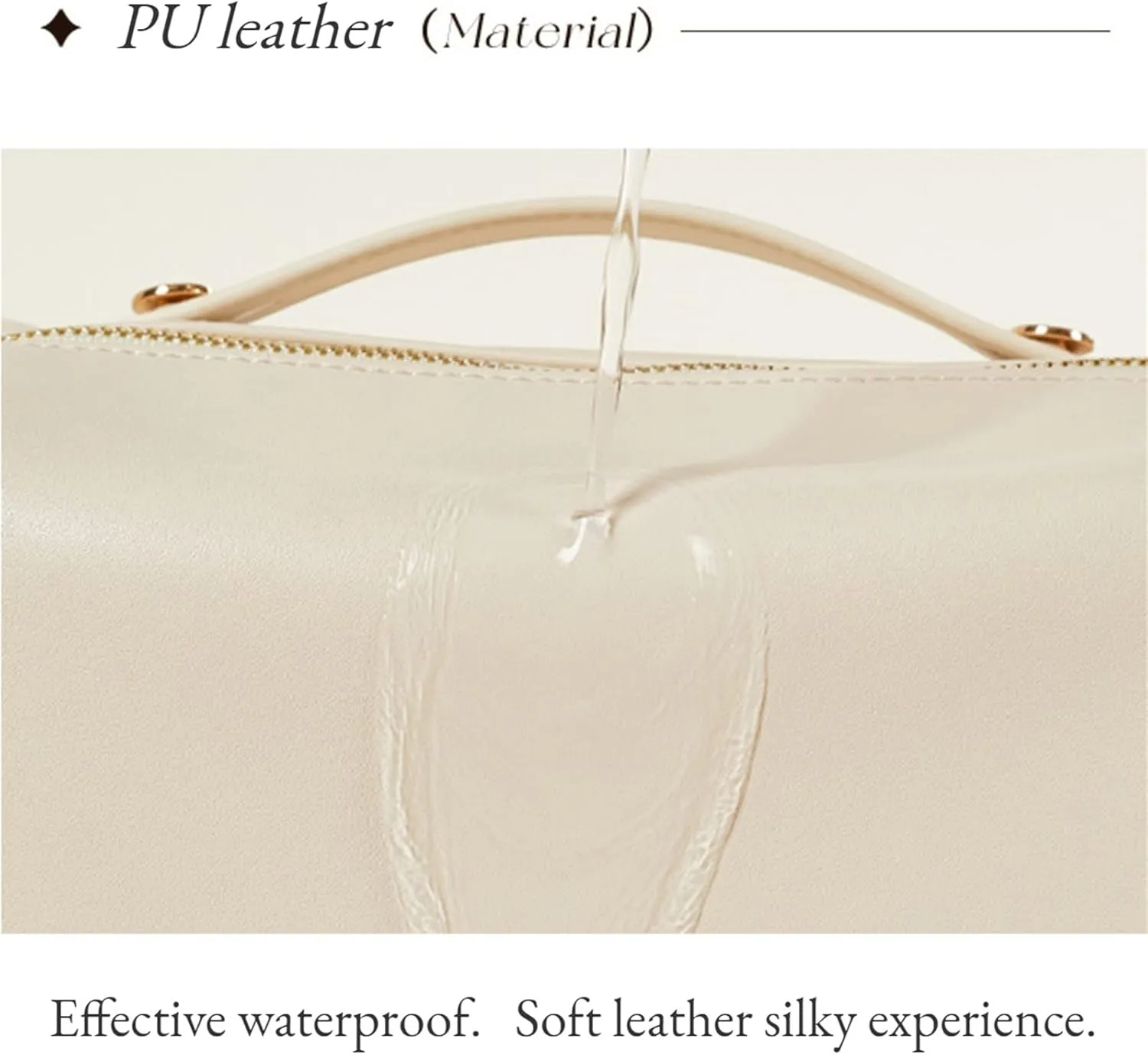 TLULY Pu Leather Portable Toiletry Bag Large Capacity Makeup Bag Designer Waterproof Storage Women Travel Cosmetic Bag (Color : Beige)