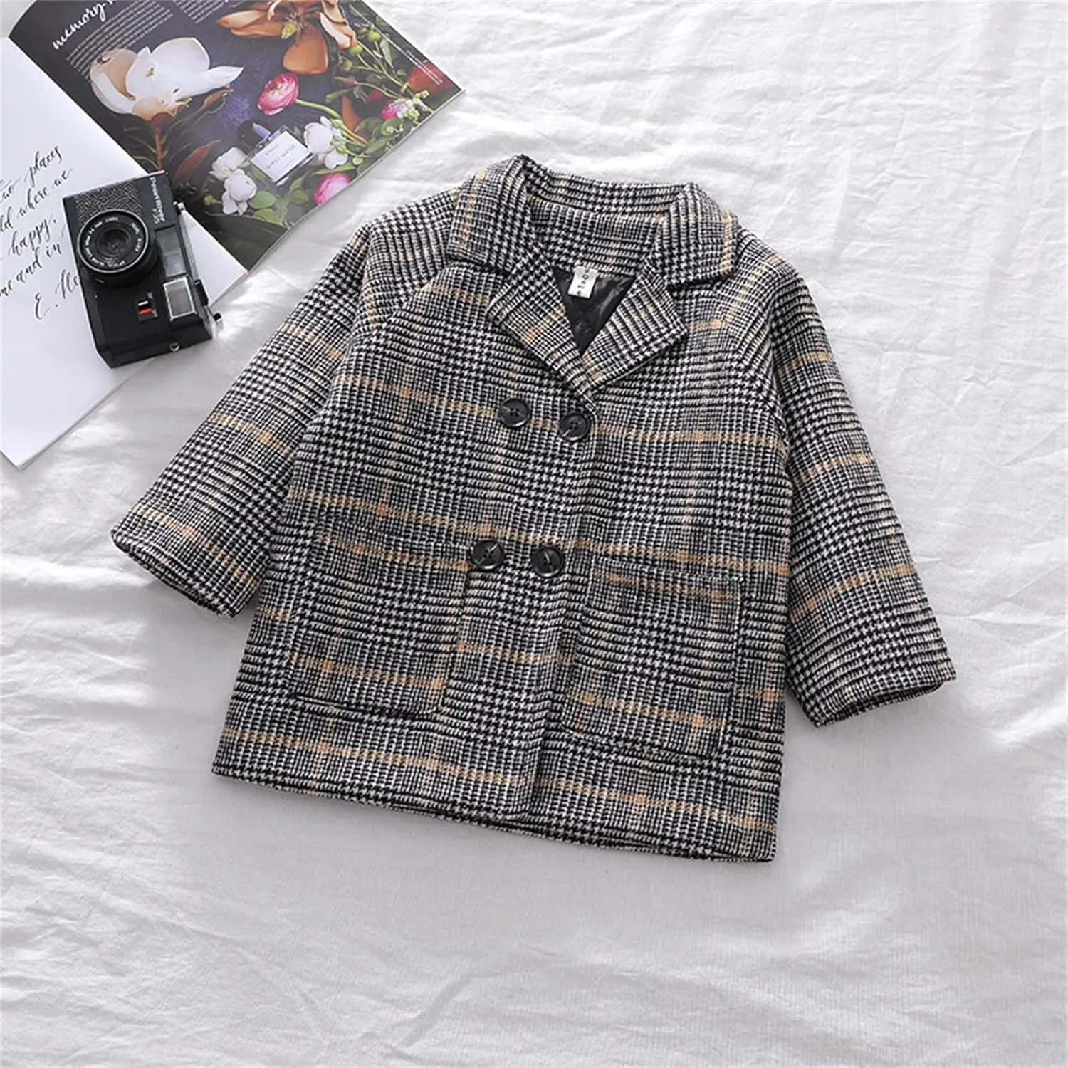 Toddler Kids Coat Elegant Double Breasted Wool Blend Over Coat Baby Boys Girls Trench Coat Jacket Christmas Outfit