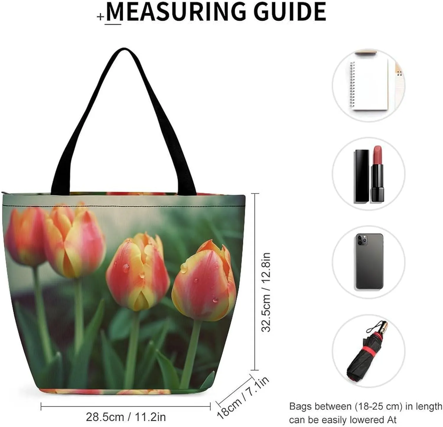Tote Bag for Women Grocery Bag Flowers Bright Colors Foldable Shopping Bags Reusable Large Tote Bag