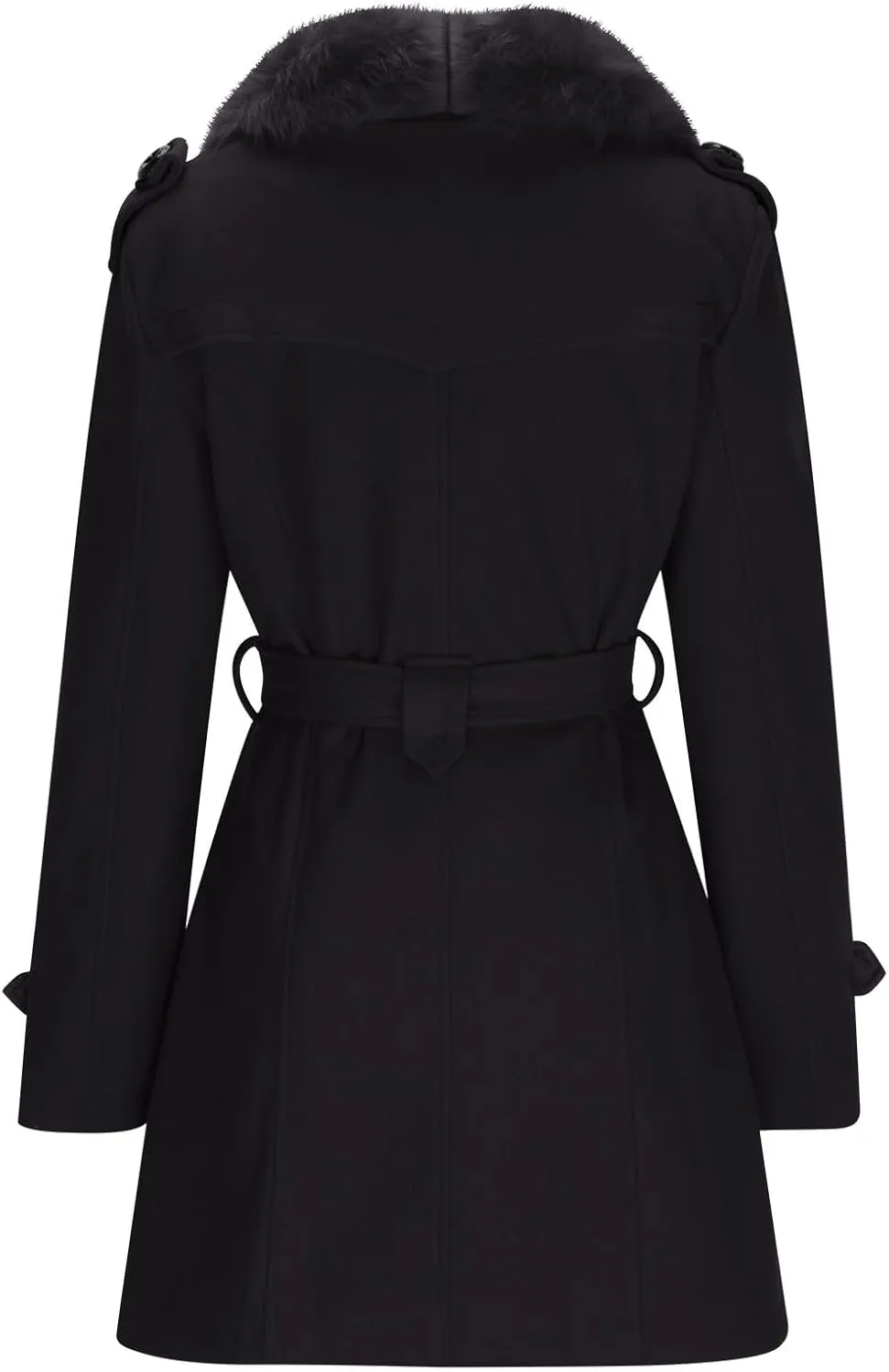 Trench Coat for Women 2024 Detachable Fur Collar Coat Double Breasted Pea Coat Long Trendy Winter Coat Fashion Outfits