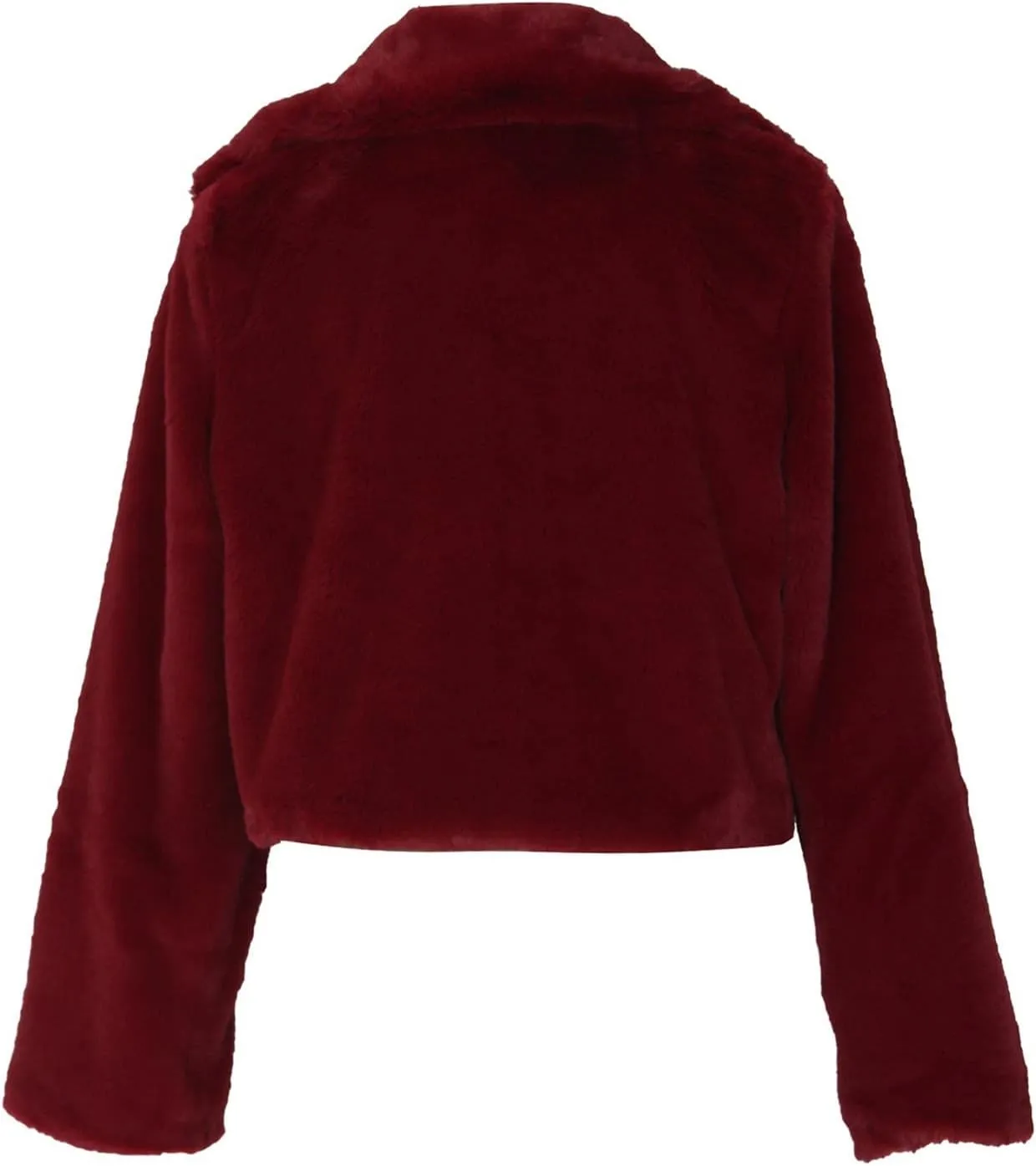 Trendy Winter Coats for Women 2023 Warm Faux Fur Jackets Solid Fleece Turn-Down Collar Outerwear Crop