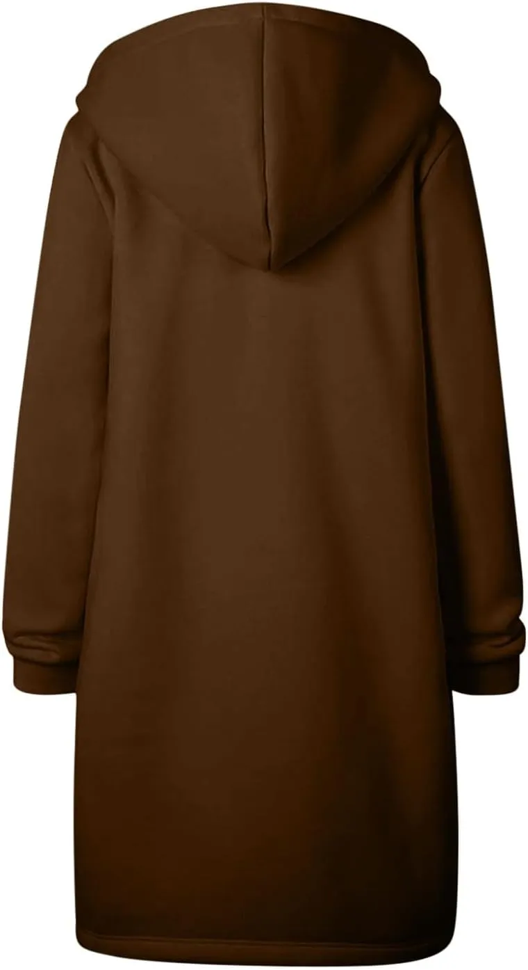 TUNUSKAT Zip Up Hoodie Womens Fall Tunic Sweatshirt Plus Size Casual Long Hoodies Comfortable Fleece Jacket with Pocket S-5XL
