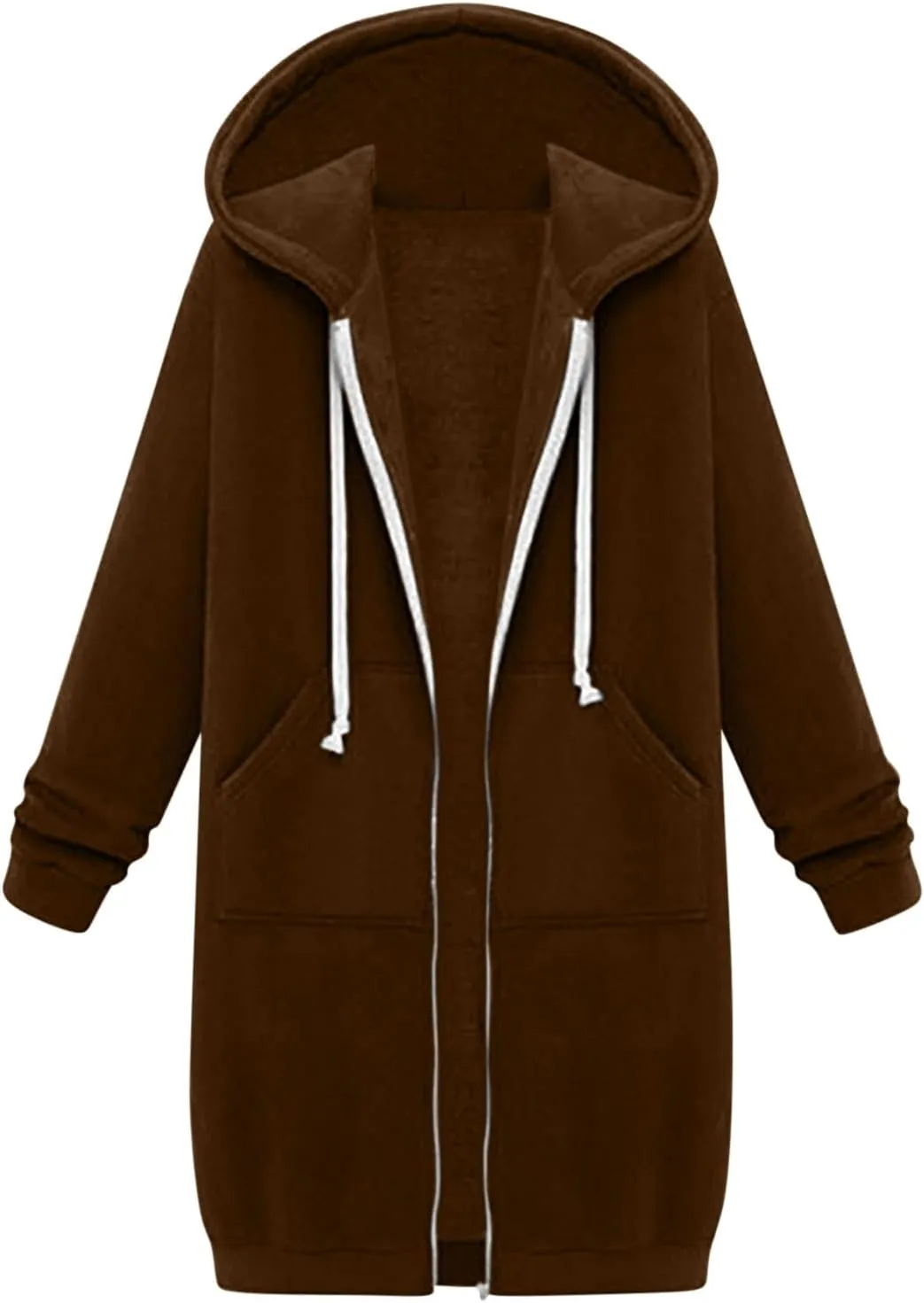 TUNUSKAT Zip Up Hoodie Womens Fall Tunic Sweatshirt Plus Size Casual Long Hoodies Comfortable Fleece Jacket with Pocket S-5XL