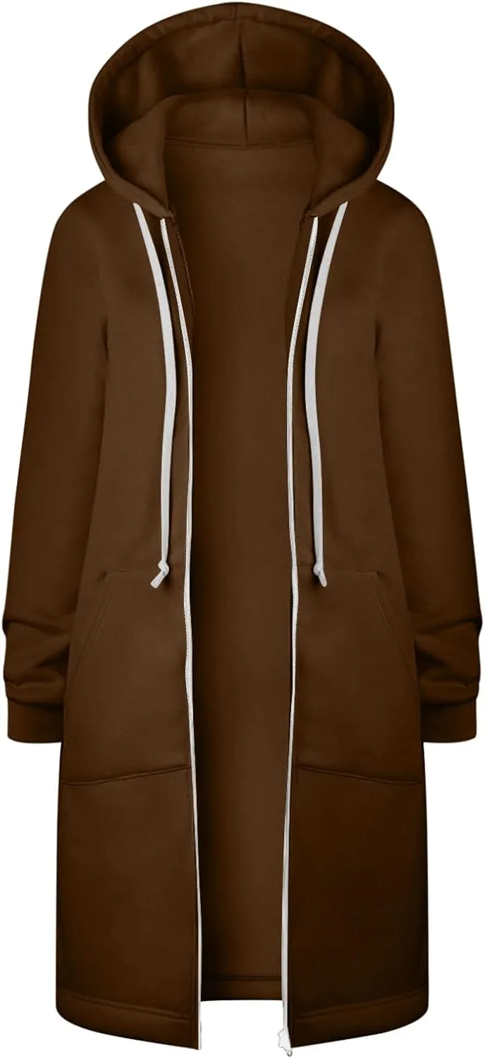 TUNUSKAT Zip Up Hoodie Womens Fall Tunic Sweatshirt Plus Size Casual Long Hoodies Comfortable Fleece Jacket with Pocket S-5XL