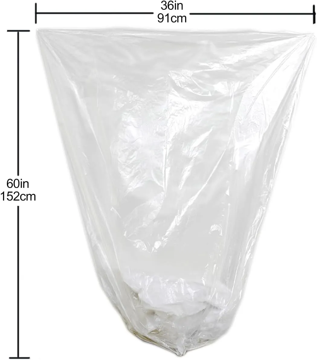 TYPLASTICS 55 Gallon Clear Trash Can Liners - 36" x 60" - High Density Garbage Bags - Case of 200 - Multipurpose for Office, Outdoor, Recycling, Industrial and Commercial