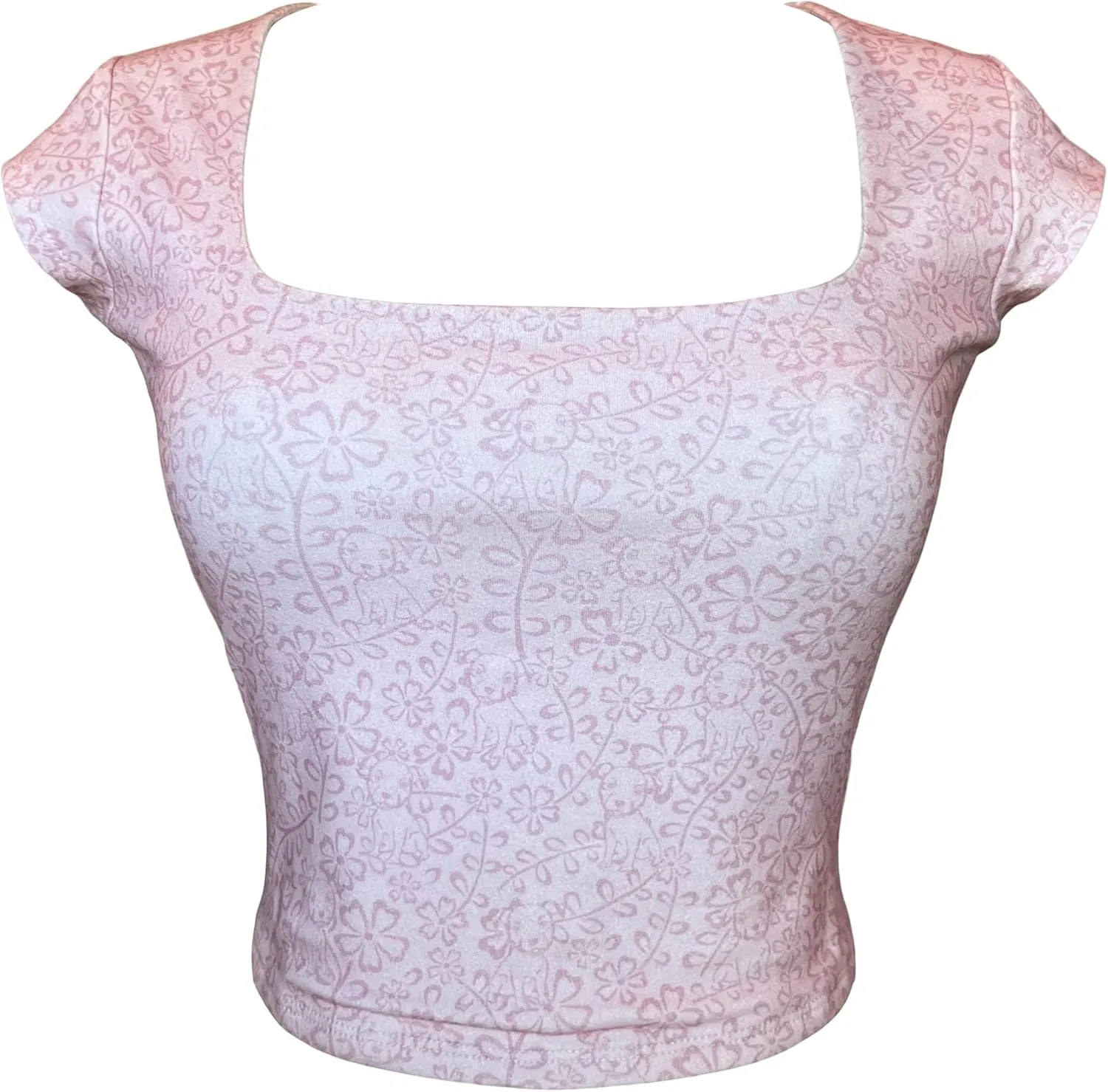 Ultra Soft Cap Sleeve Fashion Square Neck T-Shirt for Women