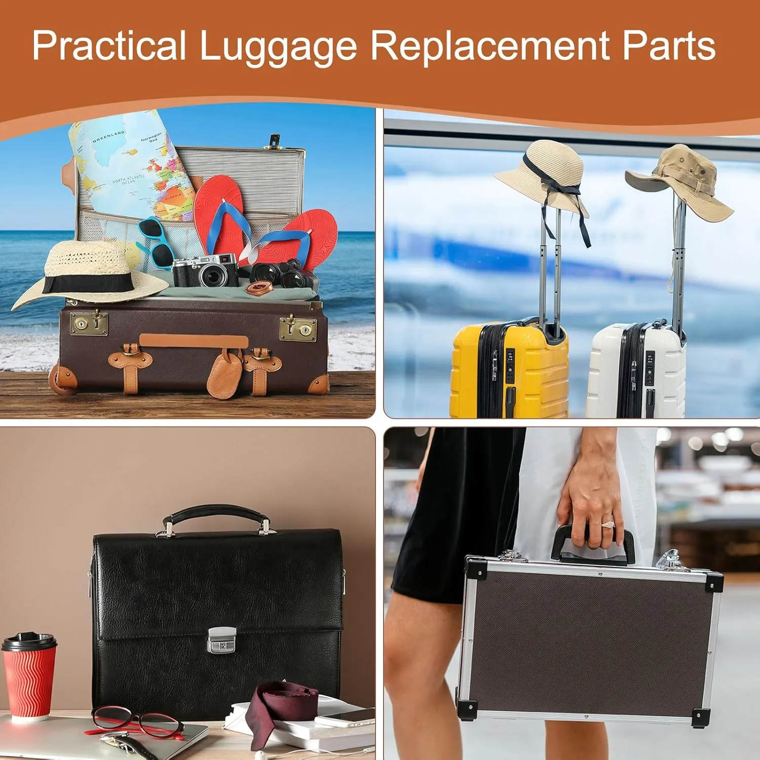 uxcell Luggage Handle Replacement 8.5 Inch Suitcase Handle Carry Strap Plastic Pull Handle Grip Luggage Replacement Parts with Screws for Suitcase Box Luggage Case, Pink