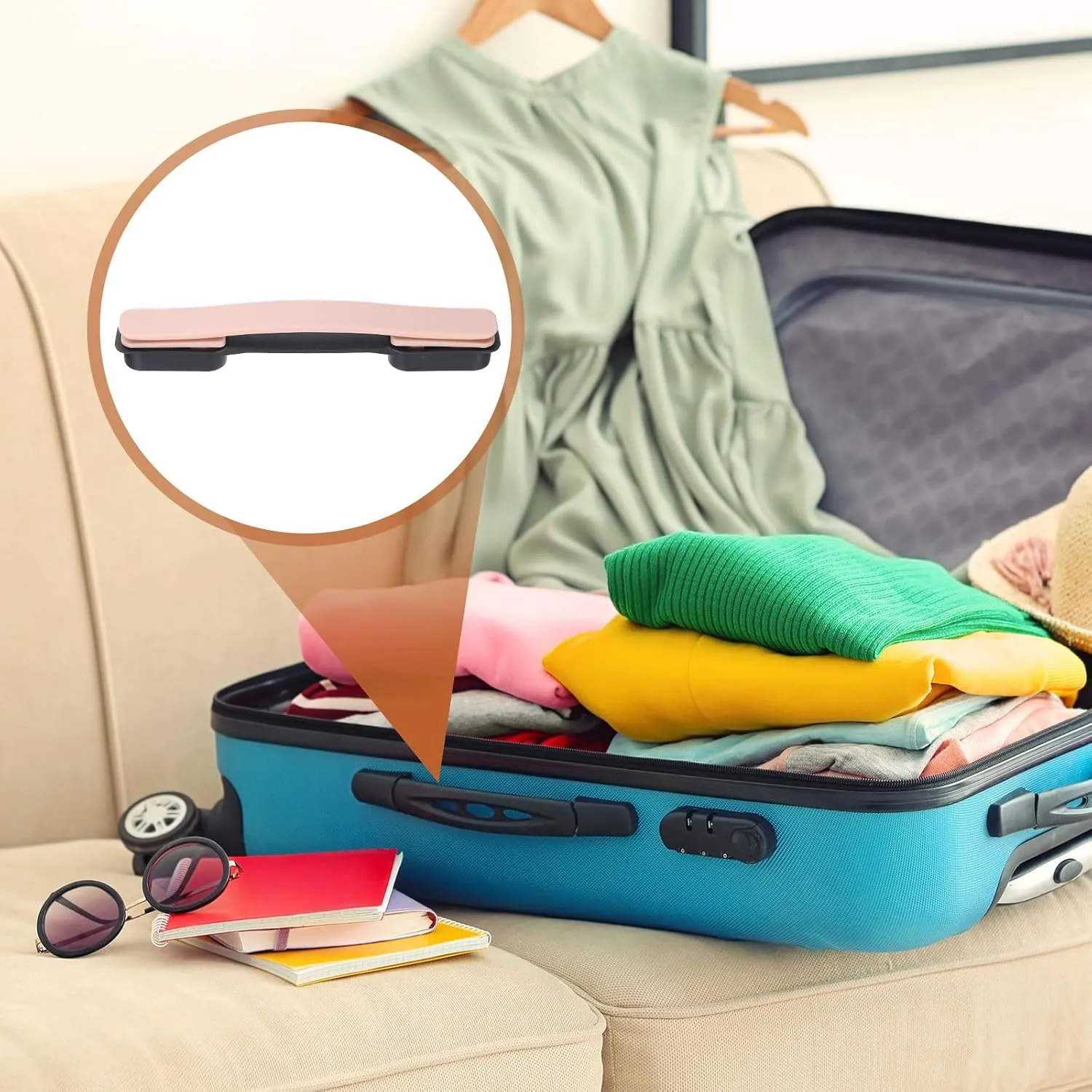 uxcell Luggage Handle Replacement 8.5 Inch Suitcase Handle Carry Strap Plastic Pull Handle Grip Luggage Replacement Parts with Screws for Suitcase Box Luggage Case, Pink