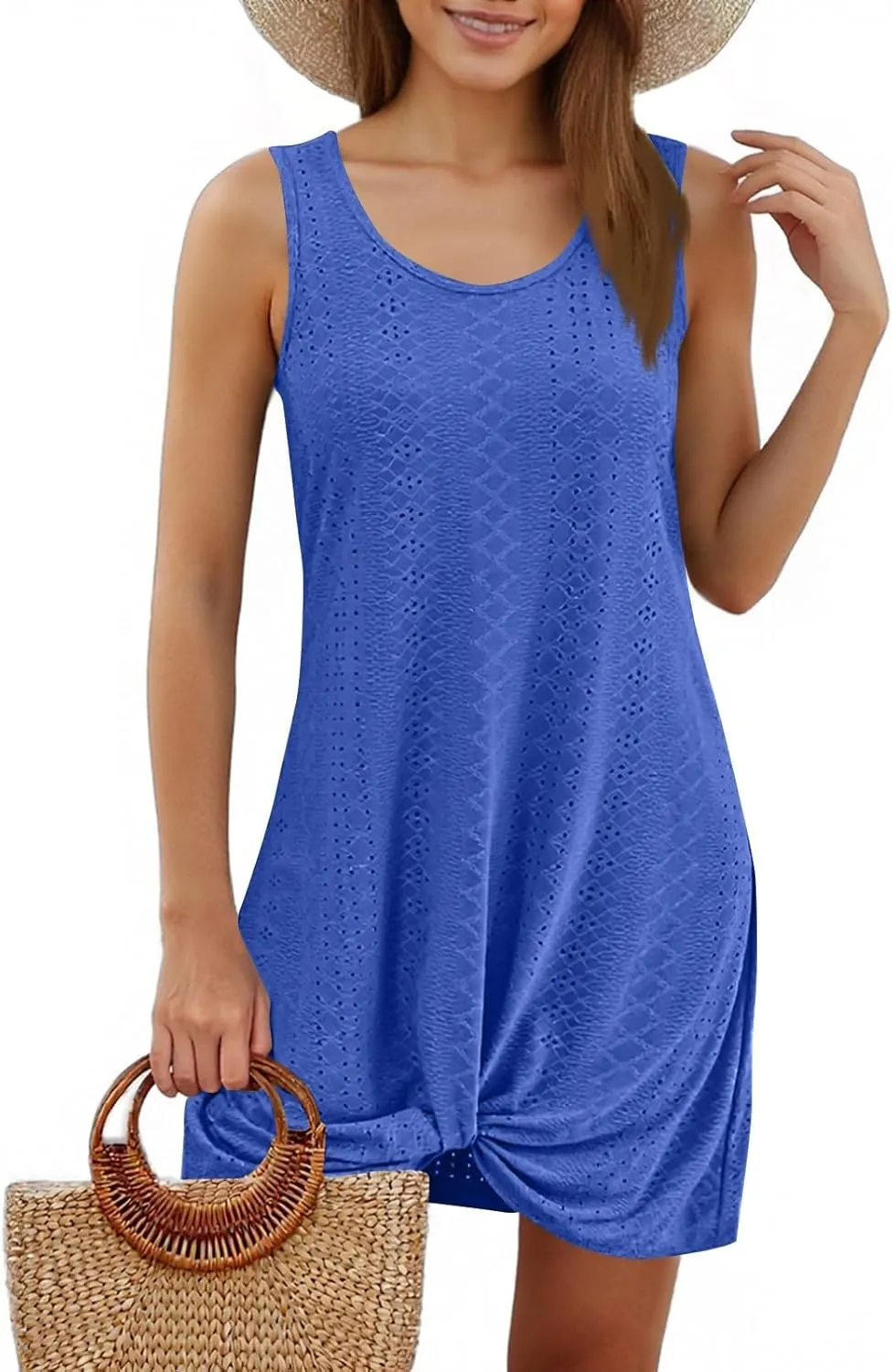 V-Neck Summer Casual Beach Mini Dress for Women 2025 Vacation Women's Sleeveless Pleated Ruffle Sundress