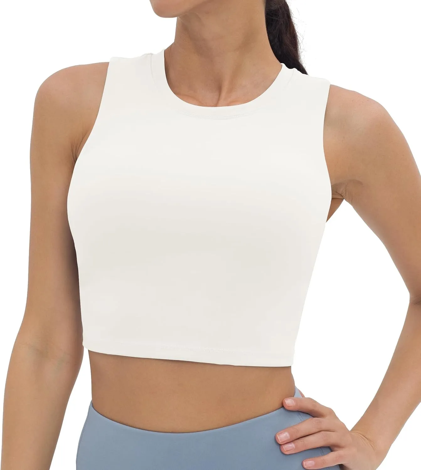V VOCNI Nursing Tank Tops for Breastfeeding Crew Neck Sleeveless Maternity Tank Tops Sports Bras Workout Pregnancy Crop Tops