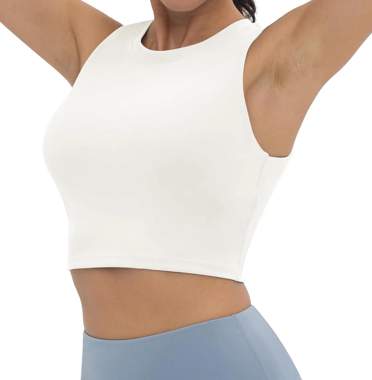 V VOCNI Nursing Tank Tops for Breastfeeding Crew Neck Sleeveless Maternity Tank Tops Sports Bras Workout Pregnancy Crop Tops