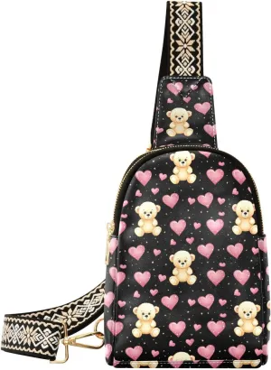 Valentine's Day Heart Sling Bag for Women Fanny Packs for Women Small Leather Fanny Pack Crossbody Bags Fashion Waist Packs Chest Bag for Travel 21342729