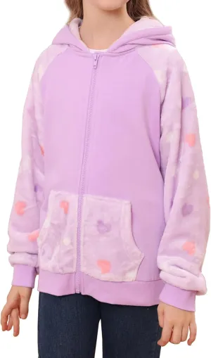 V.&GRIN Girl Zip up Hoodie Sweatshirt Soft Fuzzy Fleece Jacket with Pocket for Girls 5-16 Years
