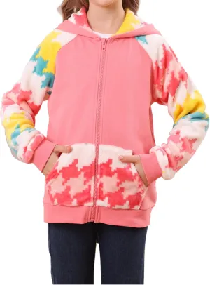 V.&GRIN Girl Zip up Hoodie Sweatshirt Soft Fuzzy Fleece Jacket with Pocket for Girls 5-16 Years